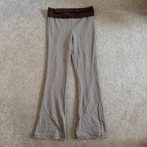 No Boundaries Brown and White Striped Flare Pants